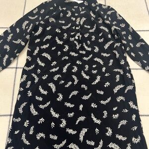 Amour Vert Black Dress with Cream Leaf Pattern